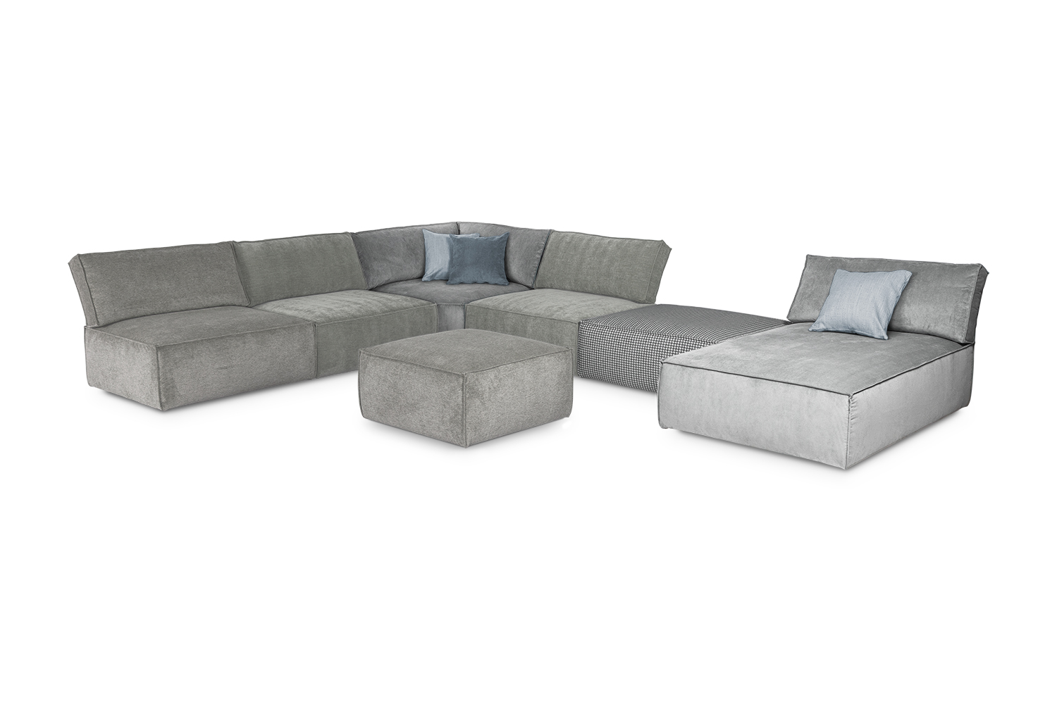 Boni 11C1LoungerDiv with footstool. Fabrics: mixed