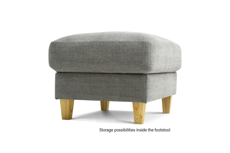 In picture: Footstool Standard. Fabric: Kiss 17.