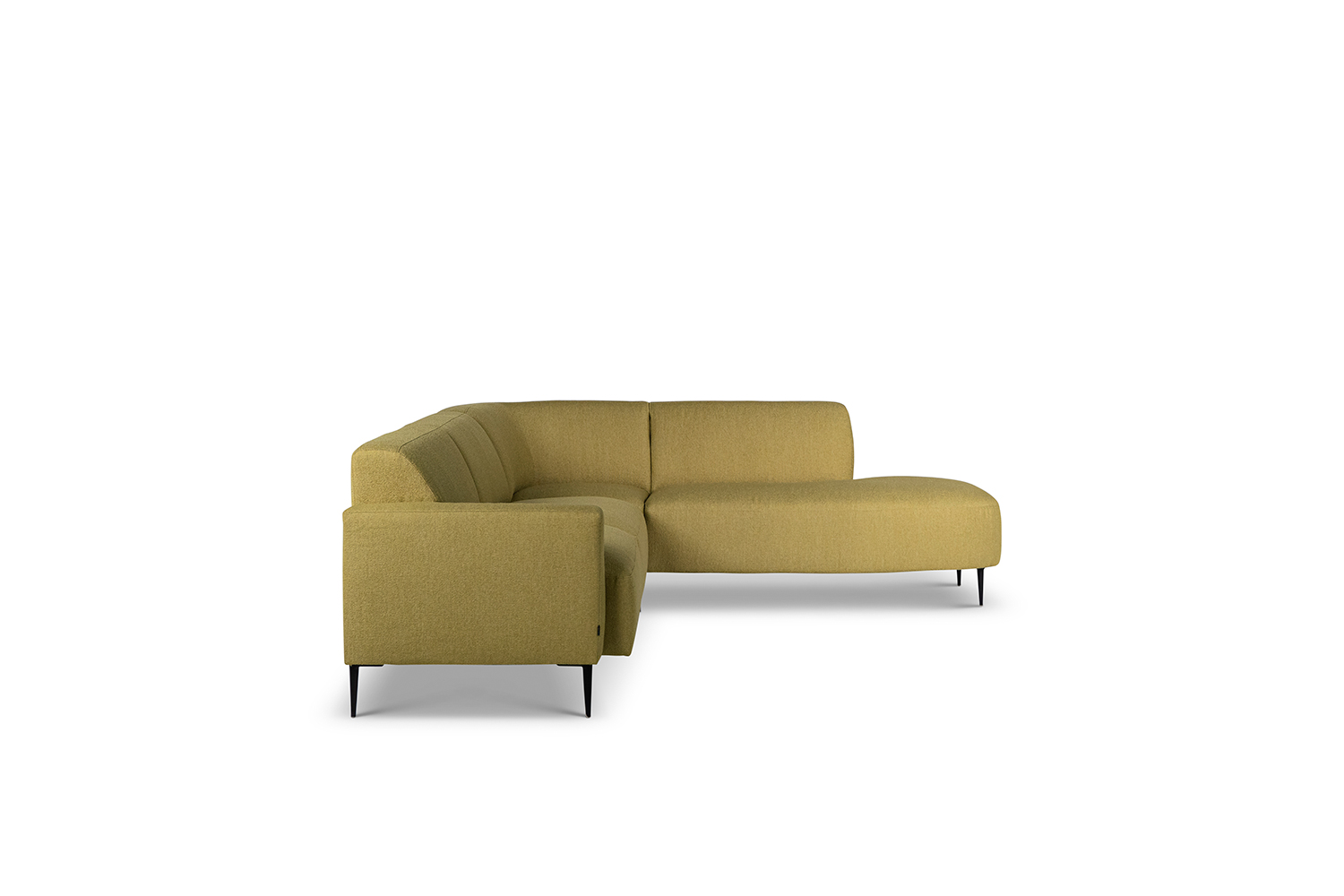 In picture: Perry Open End Right. Fabric: Chrush 2170. Leg: 15, matte black.