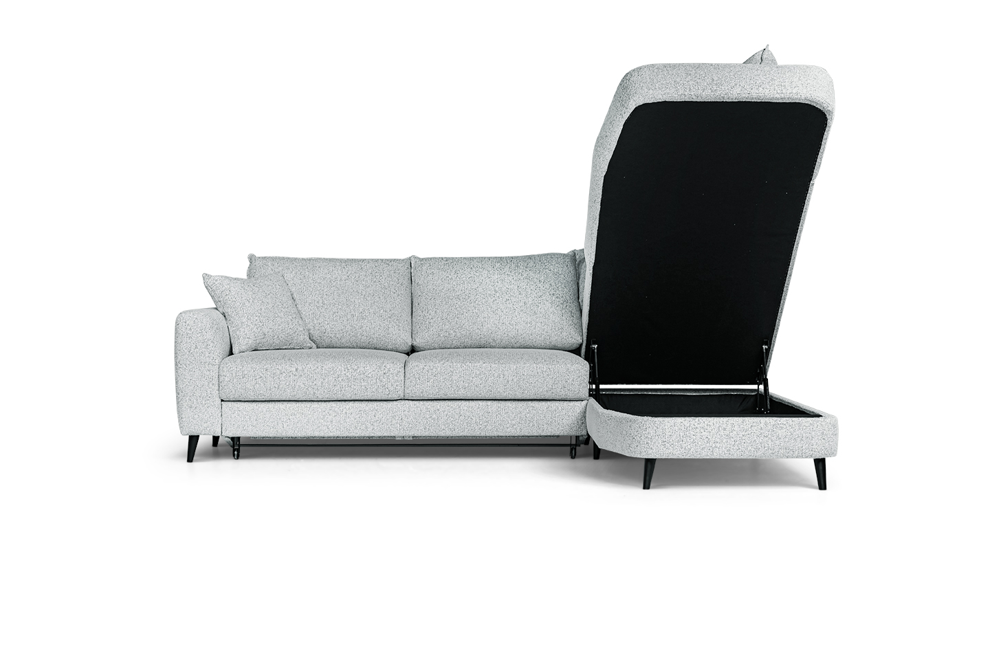 In picture: Lucca Open End Right. Fabric: Modis 2980. Leg: 50, black.